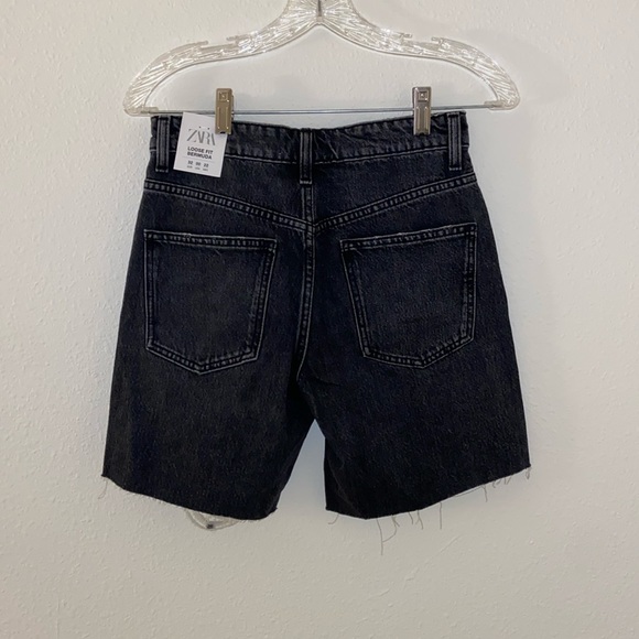 loose fit Zara mid rise denim shorts size 0 - Picture 7 of 9